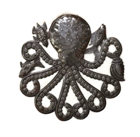 Metal Jellyfish and Octopus Sea Ocean Marine Art Wall Decor Haitian Metal Crafts