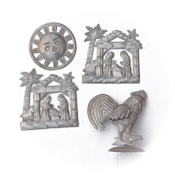 Fair Trade Metal Art Handcrafted Haitian Garden Sculpture Set of 6 Small Birds