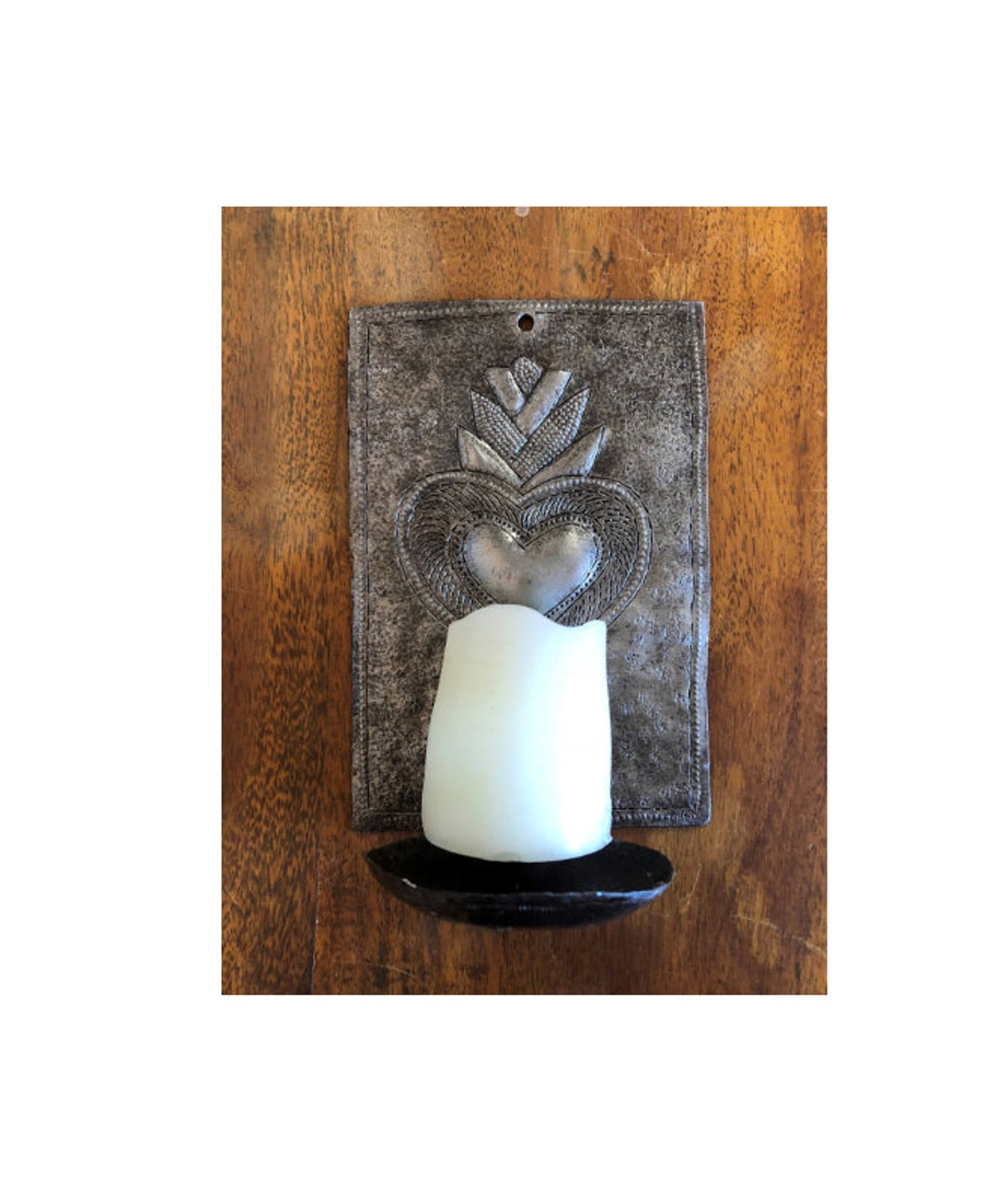Metal Heart Wall Sconce Candle Holder Crafted in Haiti Etsy