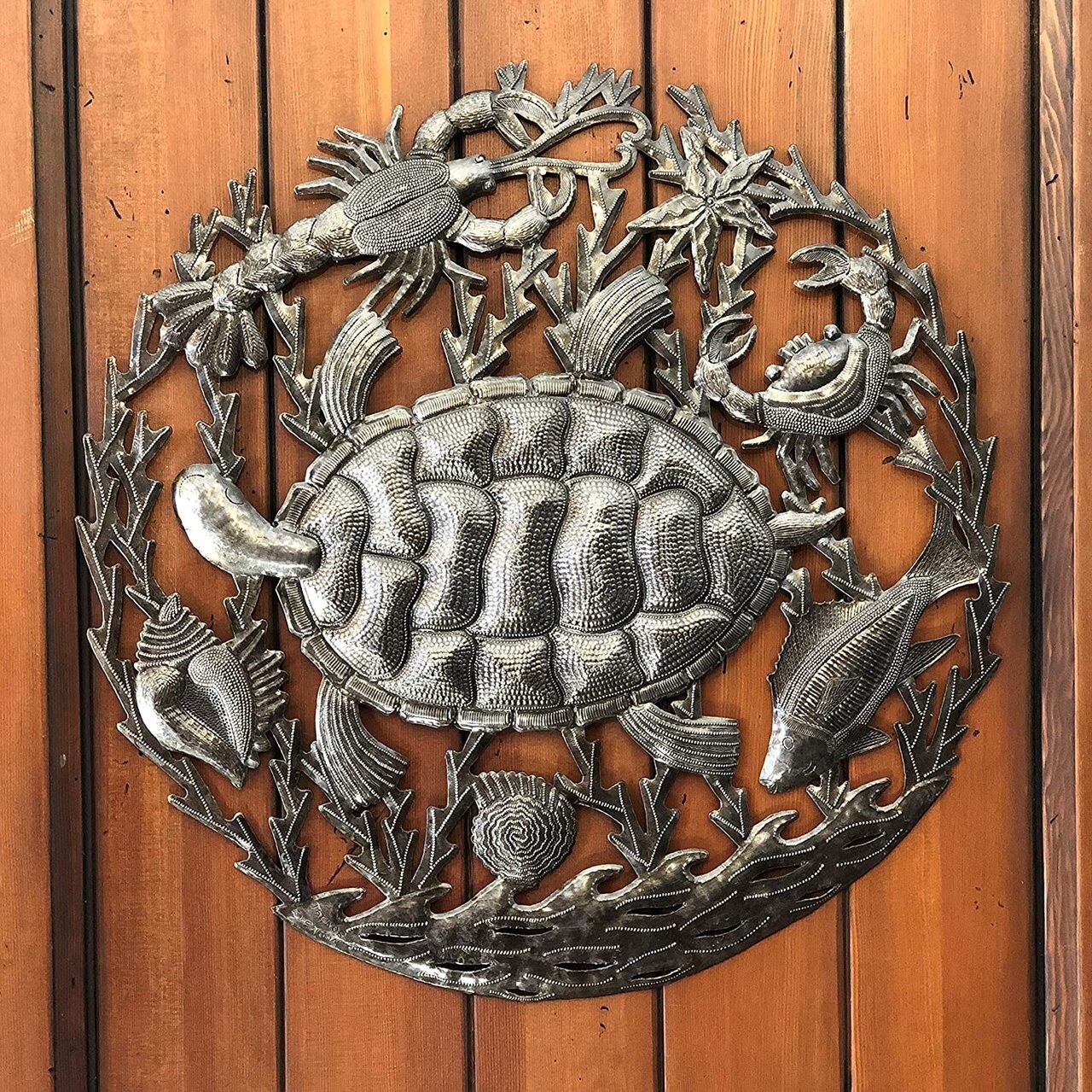 Sea Life Creatures Metal Wall Hanging Artwork Decorative Etsy