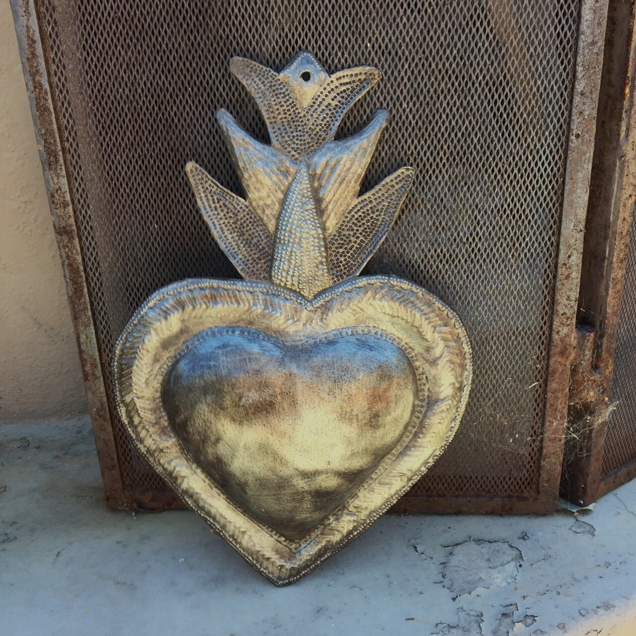 Small Flaming Milagro Heart Handmade In Haiti Inspirational Wall Small Flaming Milagro Heart Handmade In Haiti Inspirational Wall Decor 7 X 9