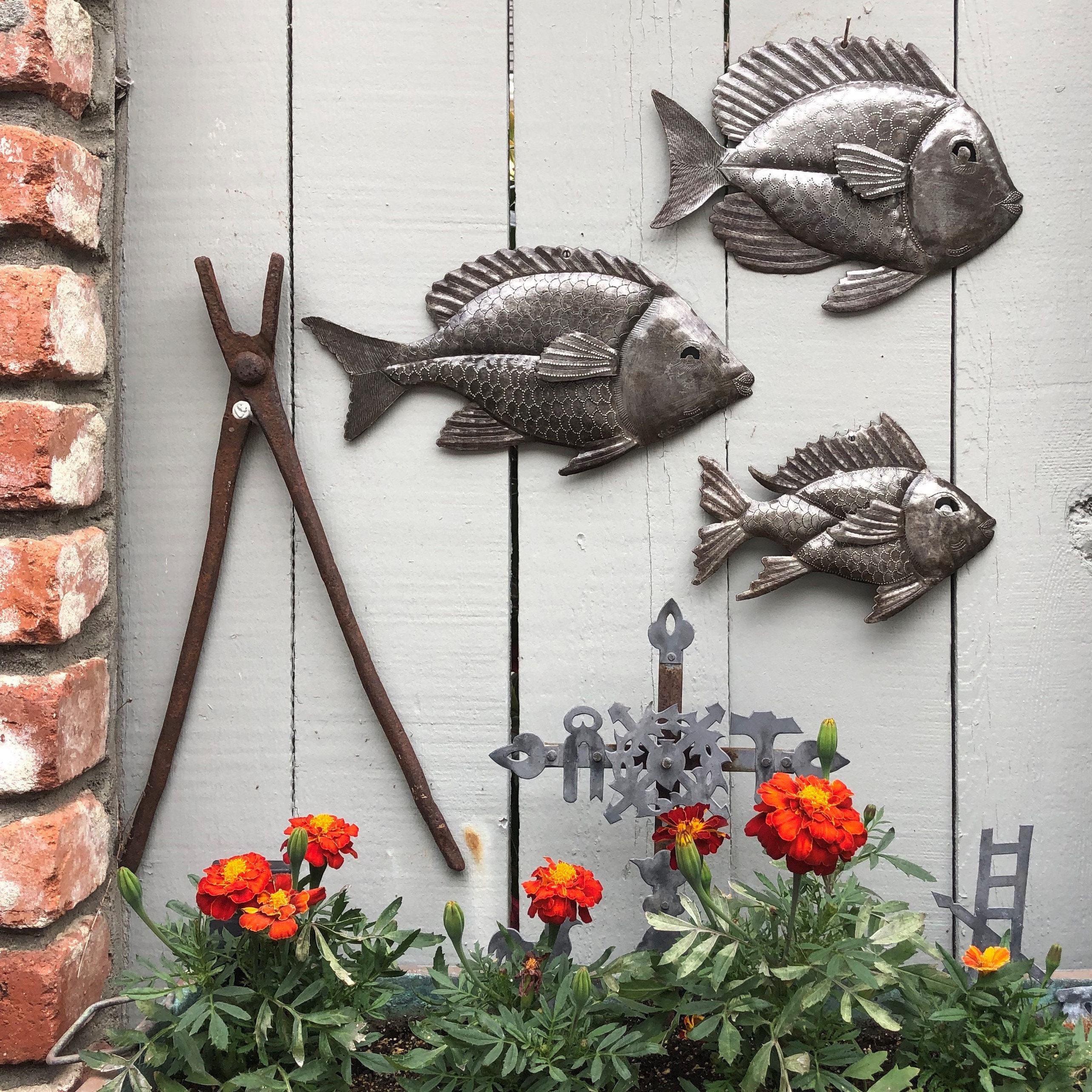 Nautical Fish, Decorative Wall Hanging, Beach Themed Home Decor, Whimsical,  Catch of the Day Haitian Plaque 12 X 6 X 0.5 Inches 
