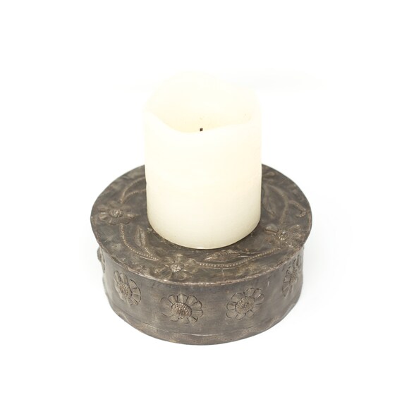 Haitian Home Decor Short Candle Holder With Flowers Etsy