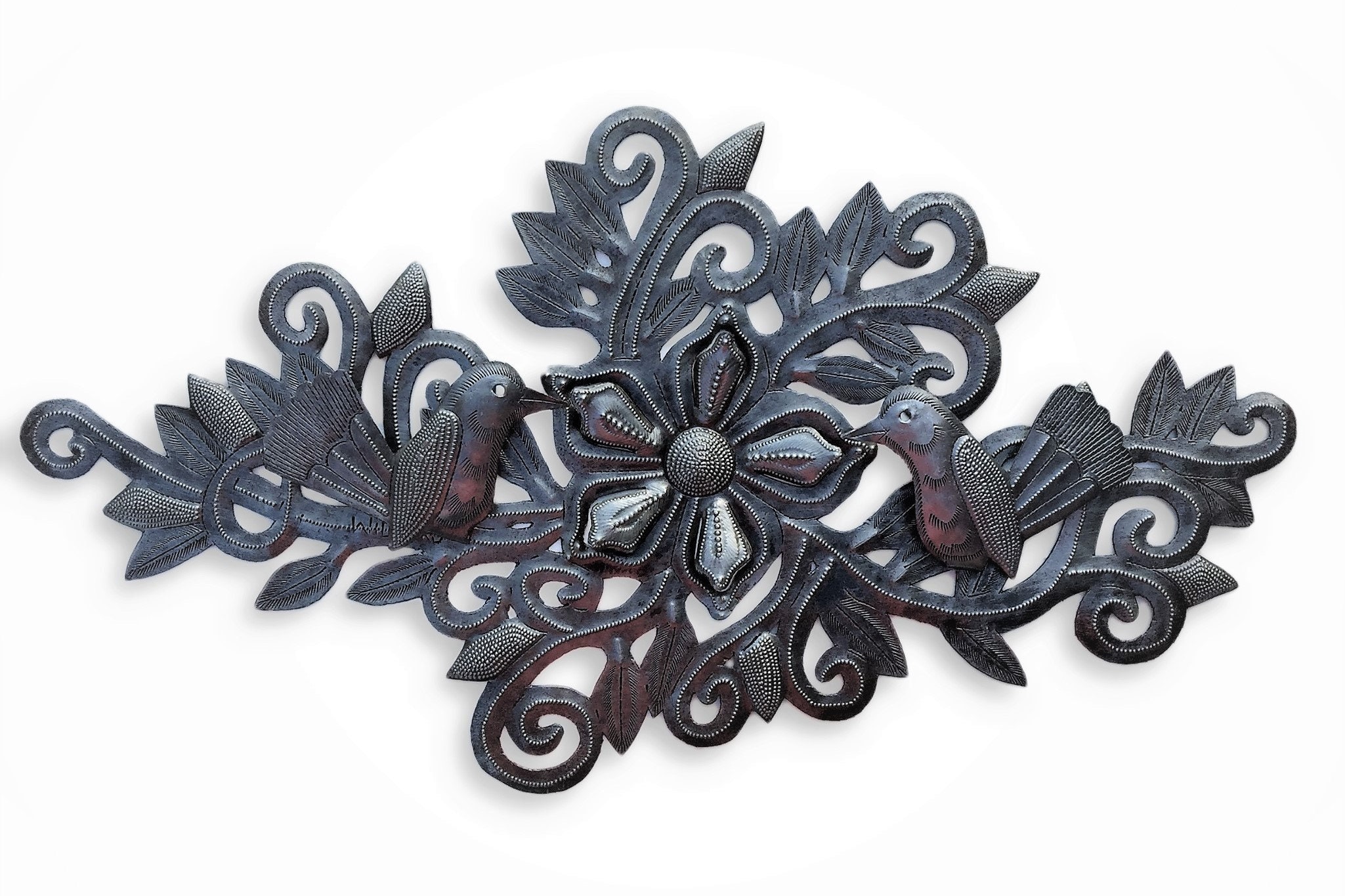 New Metal Hummingbirds And Flowers Modern Rustic Wall Decor