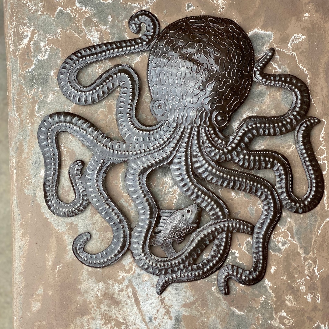 Octopus Wall Hanging Art From Haiti, Sea Life Monster, Nautical