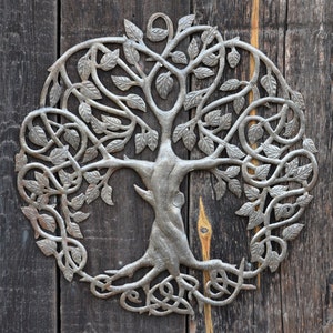 Celtic Trinity Knot Inspired Tree of Life Wall Art, 23 Inches, Metal Hanging, Family, Indoor Outdoor, Handmade in Haiti Recycled Barrels image 5