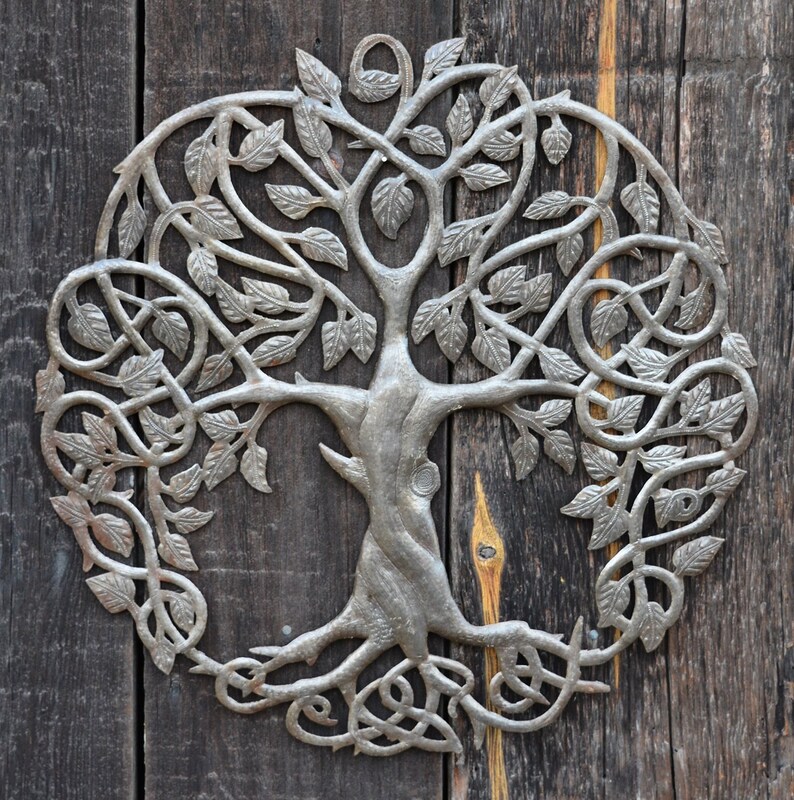 Celtic Trinity Knot Inspired Tree of Life Wall Art, 23 Inches, Metal Hanging, Family, Indoor Outdoor, Handmade in Haiti Recycled Barrels image 5