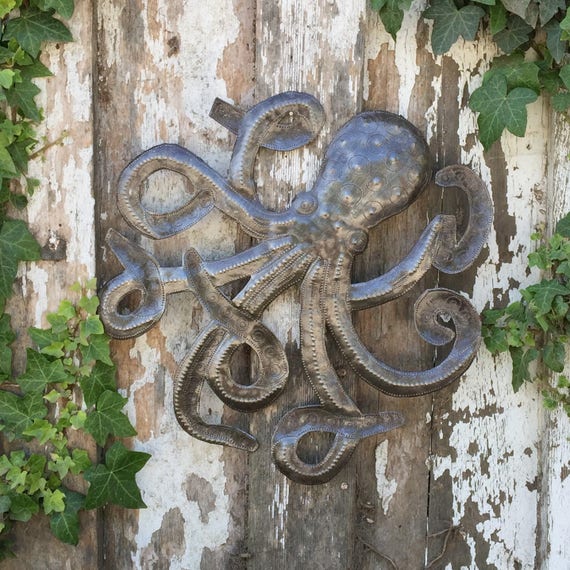 Metal Jellyfish and Octopus Sea Ocean Marine Art Wall Decor Haitian Metal Crafts