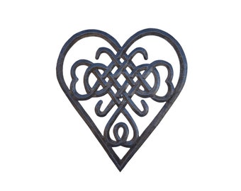 Handcrafted Haitian Metal Art, Celtic Iron Heart, Upcycled Oil Barrel Art Sculpture