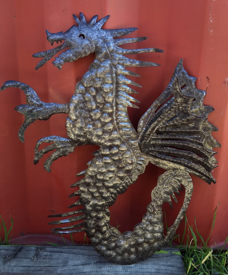 Dragon Large Metal Wall Hanging Art Unique Sculpture Indoor Etsy