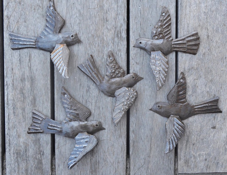 Metal Birds Handmade Wall Art Folk Art 3D Bird Etsy