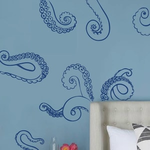 Tentacles, Set of 10, Decals Squid Octopus ocean monster kraken ship beach sea widow cling static Static window cling clings bathroom