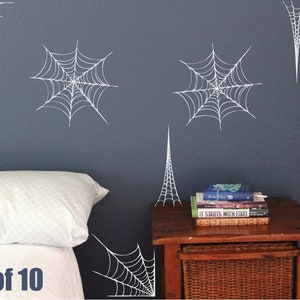 Spider Web Wall Decals, Set of 10, house Bedroom Bathroom stickers removable halloween scary witch potion Static window cling clings