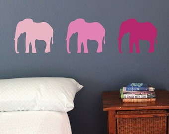 Elephant Wall Decals, Set of 10 Static window cling clings