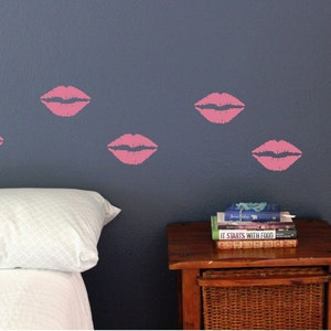 Lips Wall Decals, Set of 10, Kisses, Lipstick, girly, makeup Static window cling clings