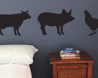 Farm animals Wall Decals, Set of 12, Fun stickers removable farm barn Static window cling clings