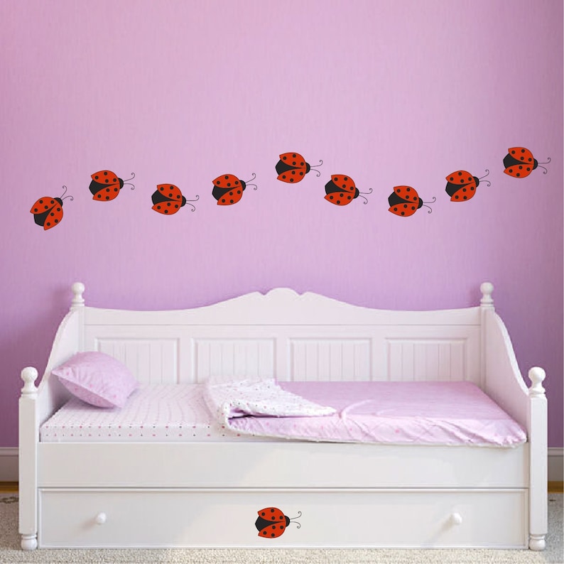 Ladybug Wall Decals Set Of 10 Girly Girl Bedroom Playroom Image 0