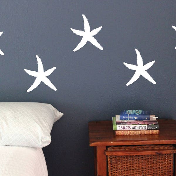 Star fish Wall Decals, Set of 10, Ocean Beach house Bedroom Bathroom stickers removable fish tropical Static window cling clings