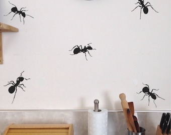 Ants Kitchen Wall Decals, Set of 10, Big Bugs Summer Picnic Static window cling clings
