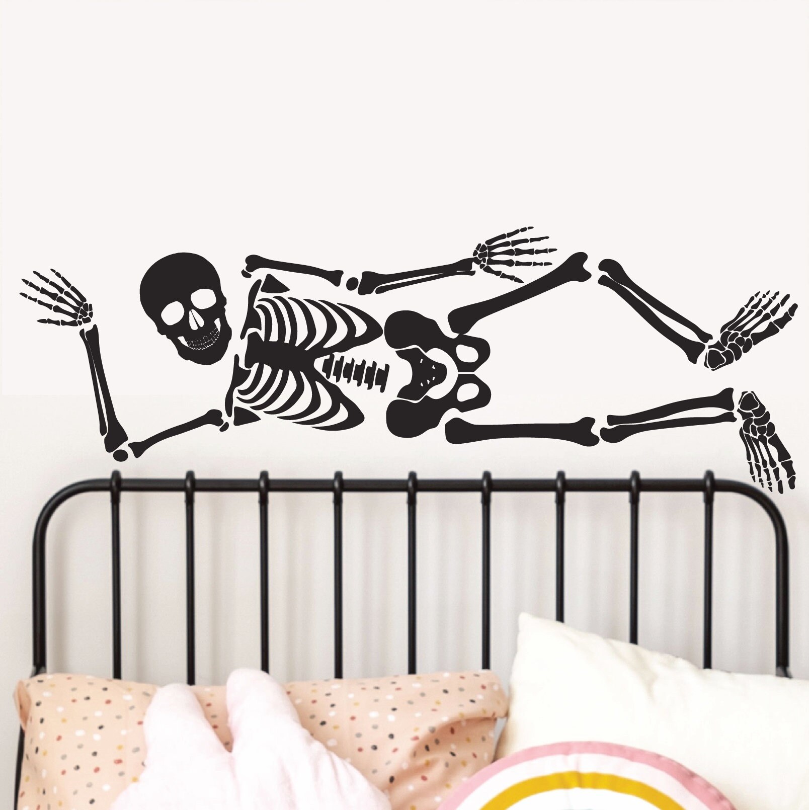 Skeleton Sleep Sticker Skeleton Wall Decal, 1 Full Body, House Bedroom Bathroom Stickers ...