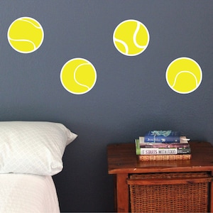 Tennis Balls Set of 12, Fun sport wall decals, court racket bedroom play game room stickers removable Static window cling clings
