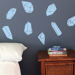 Crystal Wall Decals, Set of 10, crystals gems stone rock energy power heal Static window cling clings
