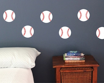 Base ball wall decals set of 10, Fun sport, baseball boys bedroom game room Static window cling clings