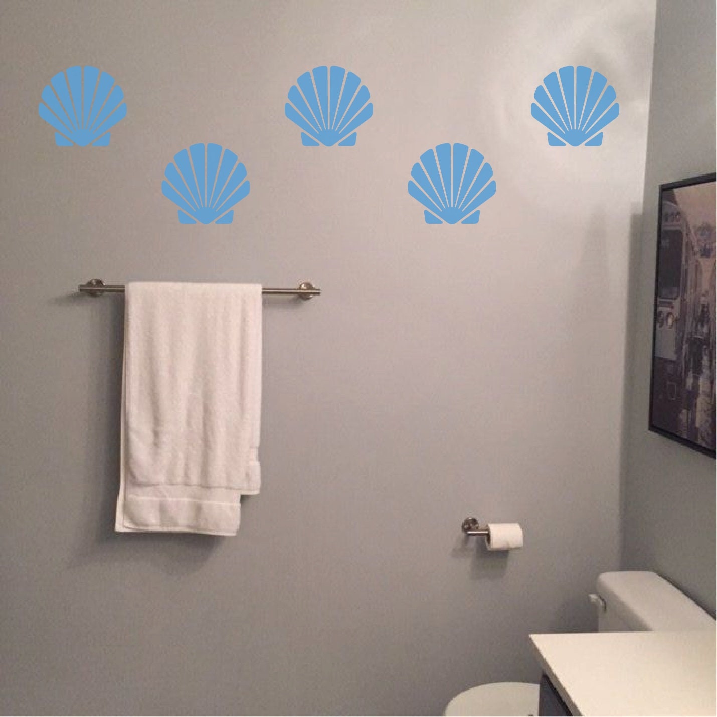 Sea Shell Wall Decals, Set of 10, Ocean Beach House Bedroom Bathroom ...