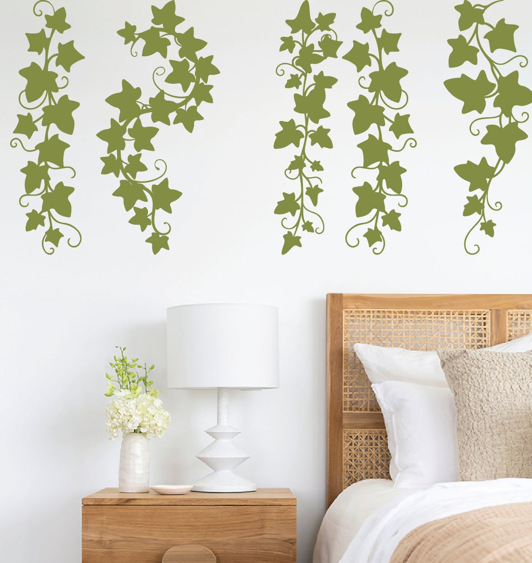 Ivy Wall Decals, Set of 10, Flower Bush Pretty Love Roses Cute Wild