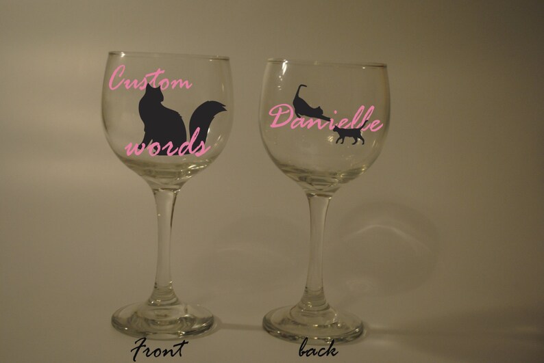 Crazy Cat lady, Cat lover, Funny Wine Glass Name/Wording personalized Free image 2