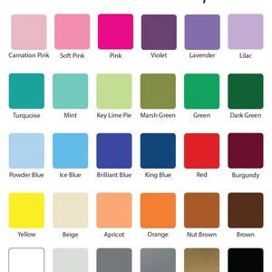 May include: A color chart of Oracal 631 Wall Vinyl, showing 24 different colors, including carnation pink, soft pink, pink, violet, lavender, lilac, turquoise, mint, key lime pie, marsh green, green, dark green, powder blue, ice blue, brilliant blue, king blue, red, burgundy, yellow, beige, apricot, orange, nut brown, brown, white, light grey, storm grey, silver grey metallic, gold metallic, and black.