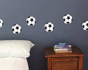 Soccer Balls Set of 12, Fun sport wall decals, football boys bedroom play room stickers Static window cling clings