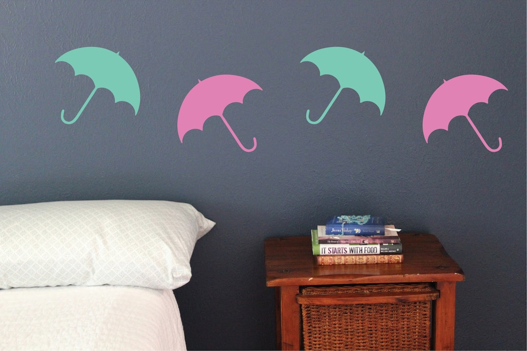 Umbrella Wall Decals Set of 10 Raining Water Wet Bathroom Etsy