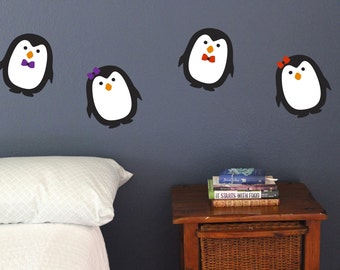 Penguin, Wall Decals, Set of 8, Christmas Decoration Static window cling clings