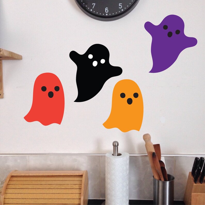 Ghost, Wall Decals, Set of 4, Halloween Decoration Static window cling clings image 3