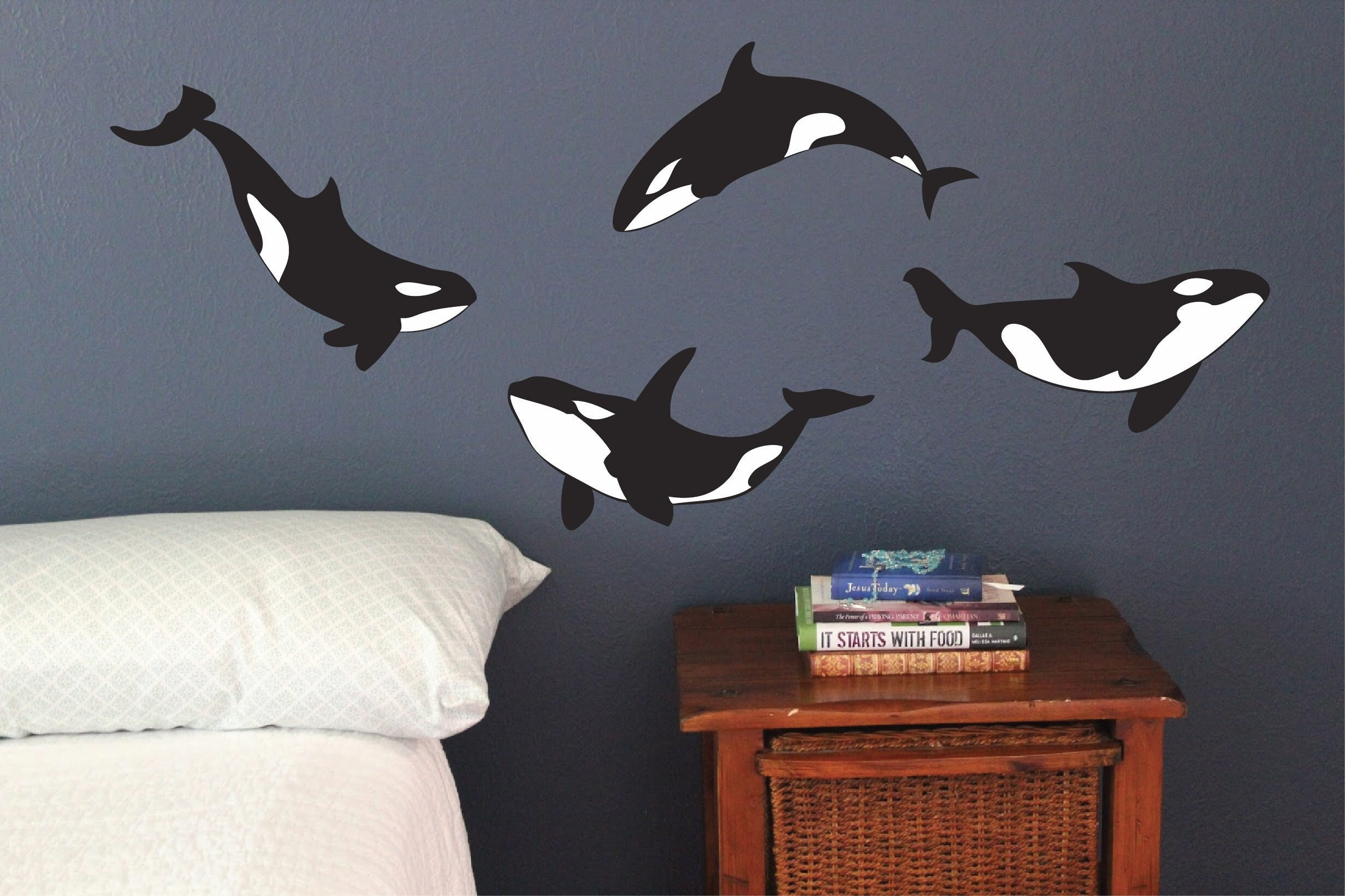 Orca Whale Wall Decals, Set of 10, Killer Whales Ocean Sea Bedroom ...