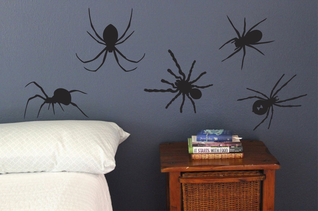 Spider Wall Decals, Set of 10, Big Bugs, Scary Halloween Deco Static ...