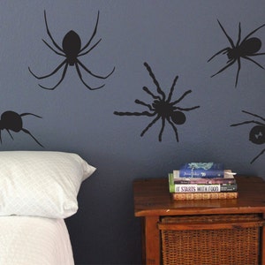 Spider Wall Decals, Set of 10, Big bugs, Scary Halloween Deco Static window cling clings