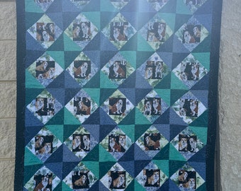 Bulldog Quilt, 39x46 inches, Handmade One of a Kind