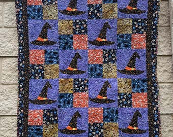 Witch Quilt, 38x47 inches, Handmade One of a Kind