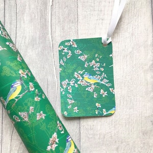 Nan's Garden Gift Tag, Vintage inspired tag, blue tit tag, bird tag, English Garden design, Japanese design, Gift wrapping, gift ideas. image 4