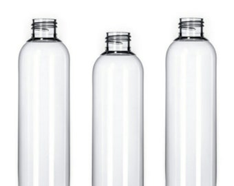 8oz CLEAR Cosmo Slim Plastic Bottles