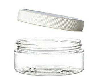 8oz. Clear PET Low Profile Plastic Jars | White Lid