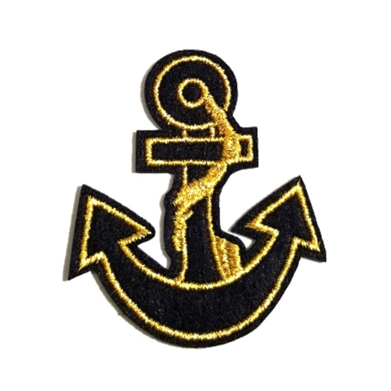 Black Gold Anchor IronOn Patch Embellishments DIY Art Etsy