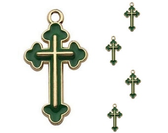 Green Gold Cross Jewelry Bracelet Necklace Charms