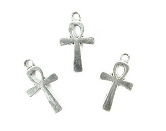 Ankh Charms | Silver Tone Charms | Breath Of Life Charms | Key Of the Nile | Jewelry Charms | Bracelet Charms | Necklace Charms