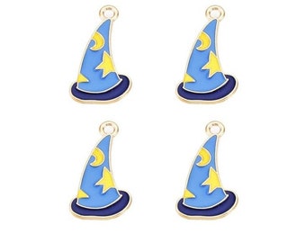 Wizard Magician Hat Blue Yellow Charms