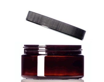 8oz. Amber PET Low Profile Plastic Jars | Black Lid