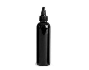 4oz Black Cosmo PET Plastic Bottles with 20/410 Black Twist Top Dispensing Caps | Quantity Per Package: 36