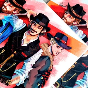 Double Sided Cowboy family print (spoiler), RDR print, Cowboy video game, Video game gifts, Video game art print,Gifts for gamers,Cowboy art